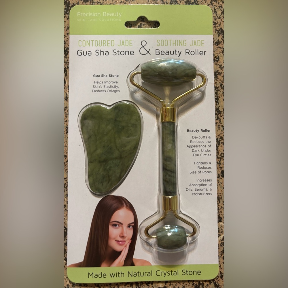 Precision Beauty Jade Gua Sha Stone & Roller Set - Picture 1 of 1